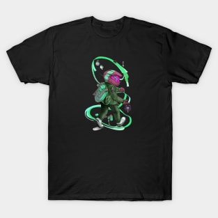 Biker Backpacker - Pink + Green T-Shirt